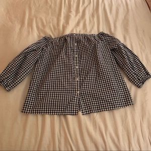 Black and White Gingham Off the Shoulder Top